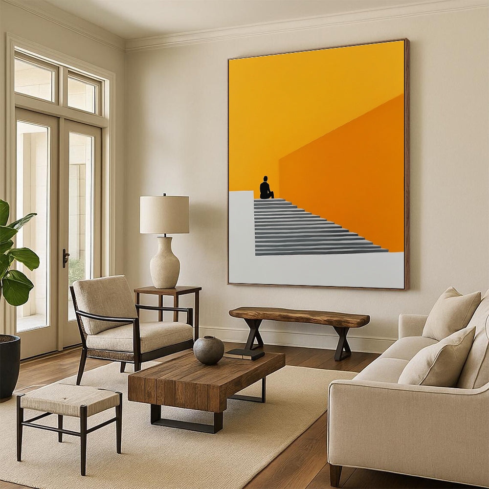 Figure on Stairs Conceptual Abstract Painting GAB0308