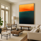 Dark Green and Orange Horizon Abstract Painting with Subtle Drama WINK223