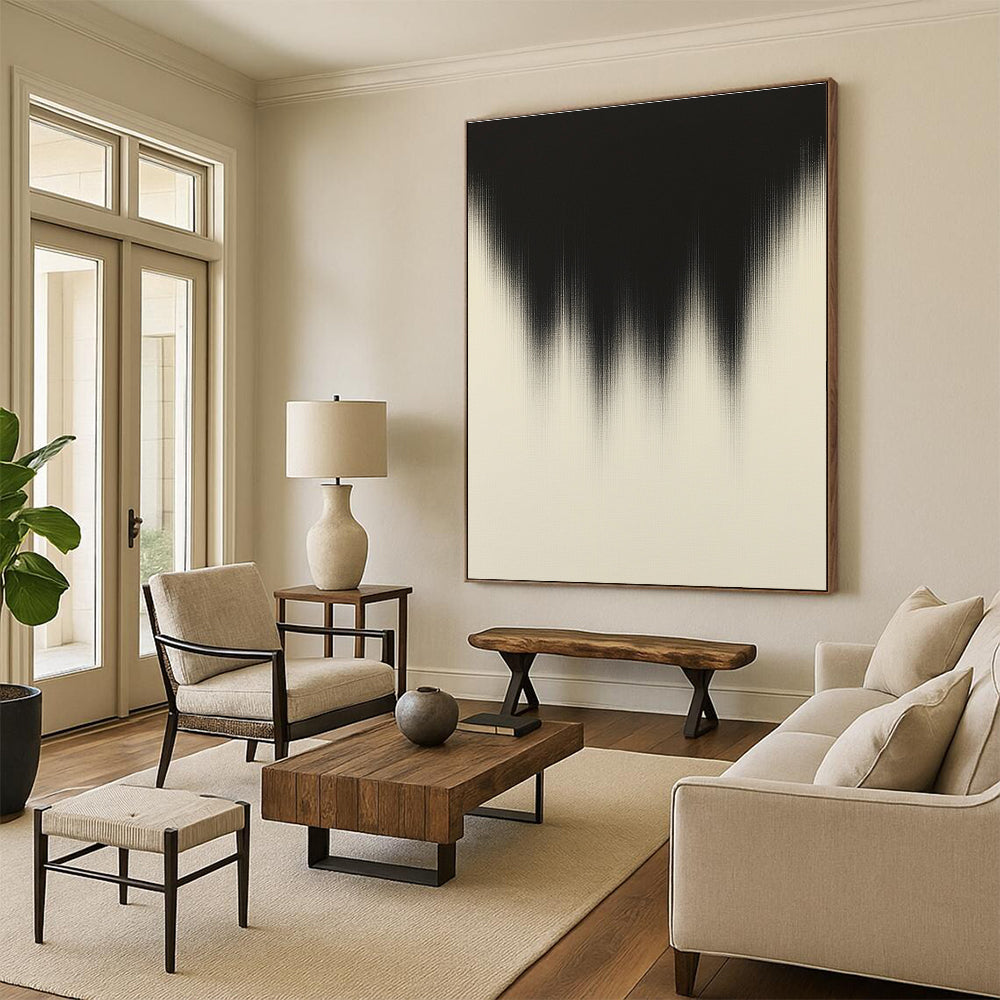 Black and White Gradient Shape Abstract Painting for Modern Art Gallery Installations GAB1368