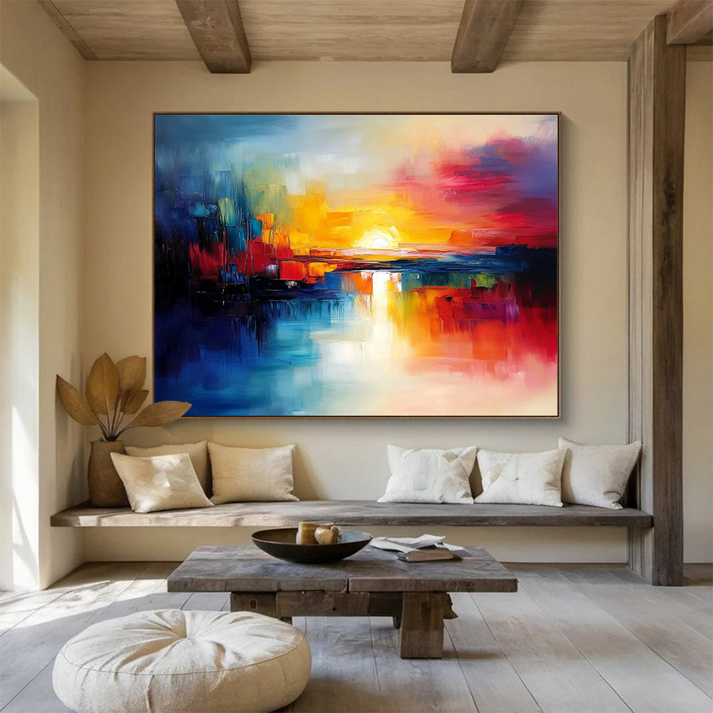 Colorful Abstract Sunset: Vibrant Emotions in Bold Hues Abstract Painting ABS152