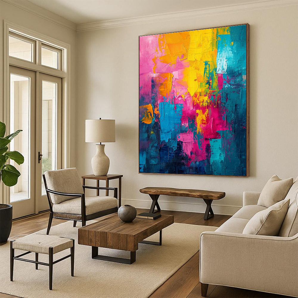 Vivid Color Block Abstract Painting for Modern Living Rooms HENG060