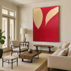 Red and Beige Shapes Minimalist Abstract Painting GAB0254