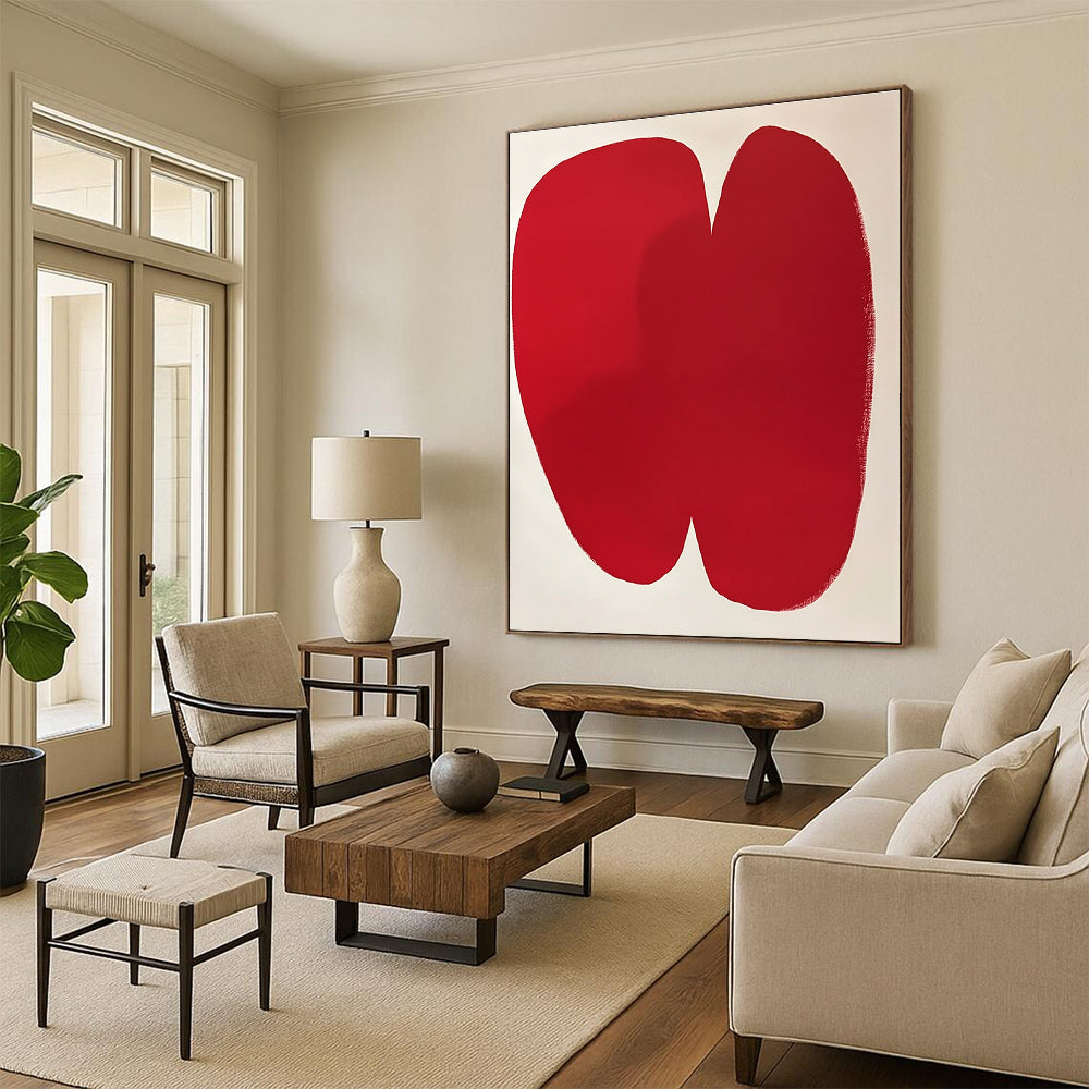 Bold Red Organic Shape Abstract Painting with Striking Simplicity WINK262