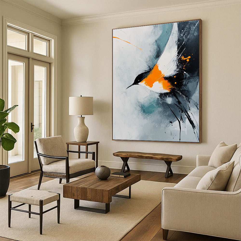 Abstract Bird in Flight Painting for Nature - Inspired Bedrooms GAB1132