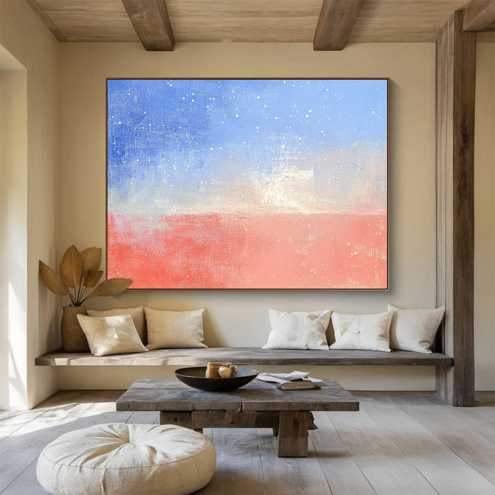 Starry Sky and Sea Abstract Painting with Serene, Celestial Ambiance ABS524