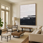 Black - White Horizontal Abstract Painting for Industrial - Chic Lofts HENG402