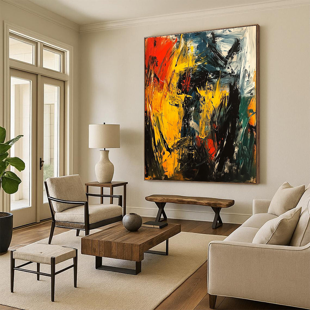 Fiery Color Burst Abstract Painting with Dynamic Energy WINK750