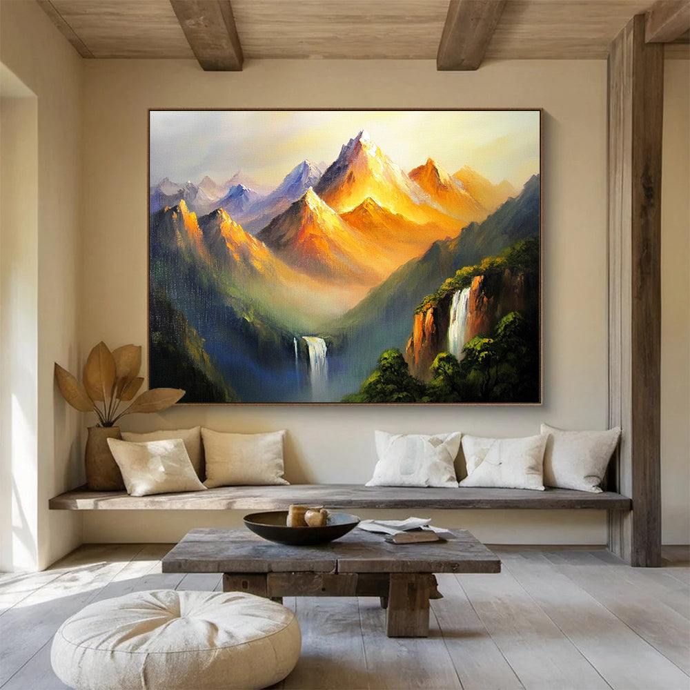 Majestic Mountain Landscape Painting with Dramatic Light ABS576