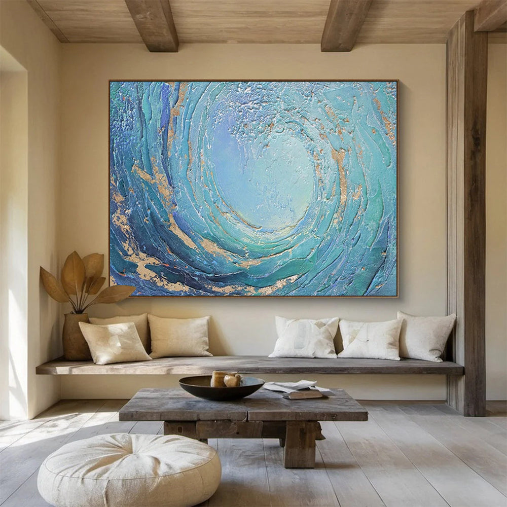 Swirling Sea Abstract Painting for Nautical - Themed Bars YHT256