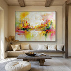 Colorful Cityscape Abstract Painting with Vibrant Energy ABS297