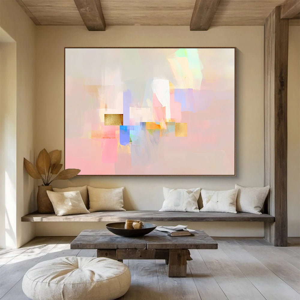 Pastel and Gold Geometric Abstract Painting ABS204