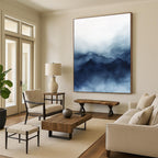 Blue Watercolor Mountain Silhouette Abstract Painting for Nature - Inspired Bedrooms GAB0981