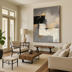 Gray Gold Abstract Minimalism Painting with Sophisticated Tones WINK688