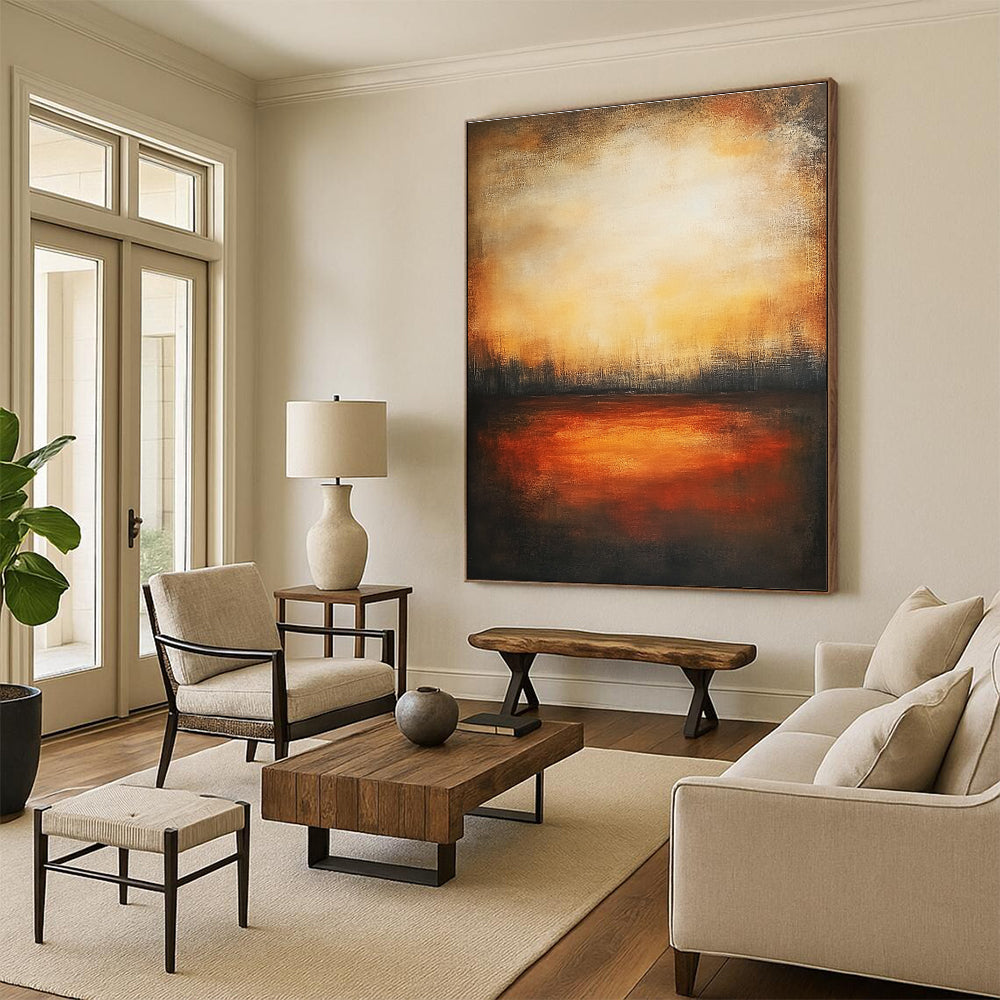 Sunset Field Abstract - Warm Landscape Artwork GAB0543