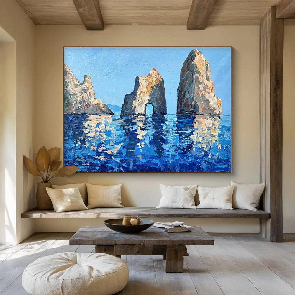 Sea Rocks Abstract Painting for Beachfront Home Studies YHT478