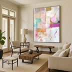 Gold Accent Pastel Collage Abstract Painting with Subtle Glamour WINK206