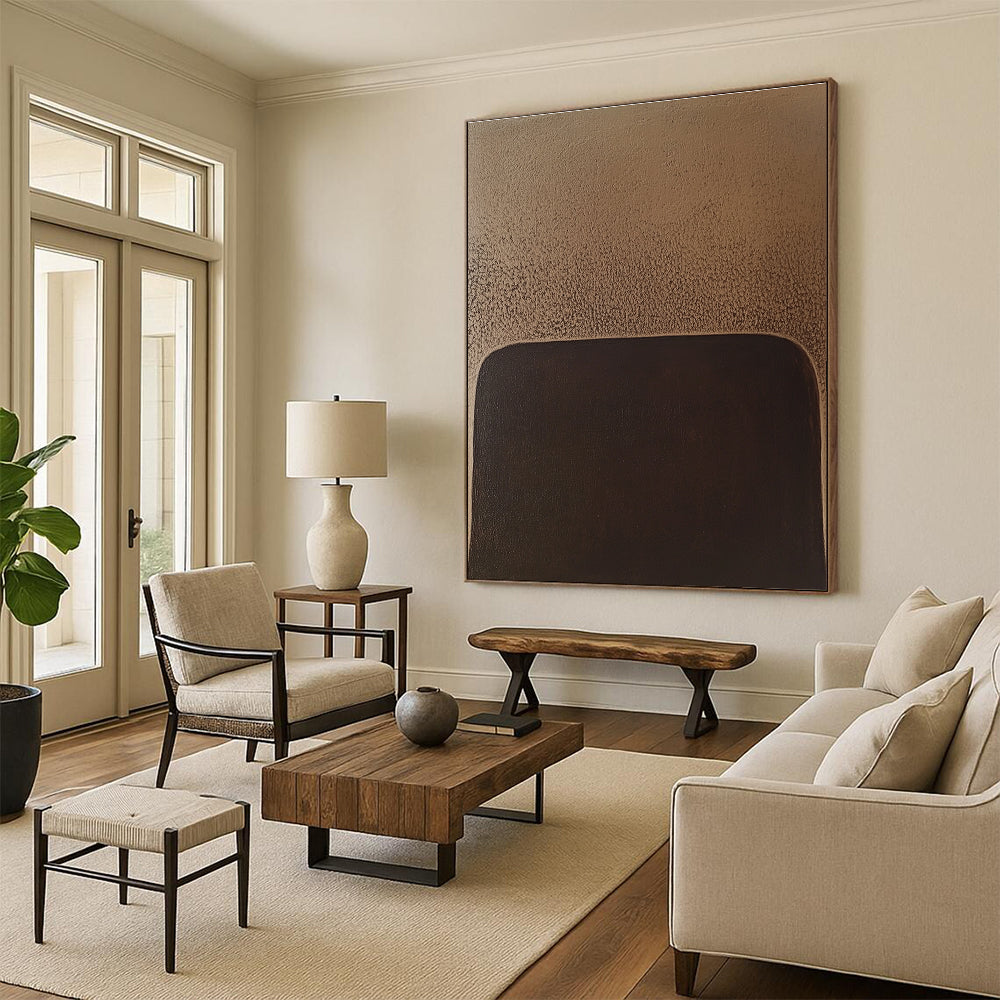 Brown Textured Minimalism Abstract Painting with Subtle Layers GAB0072