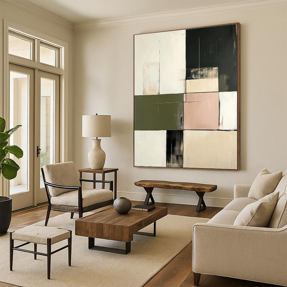 Pastel and Dark Abstract Painting for Industrial - Chic Restaurant Dining Areas GAB1208