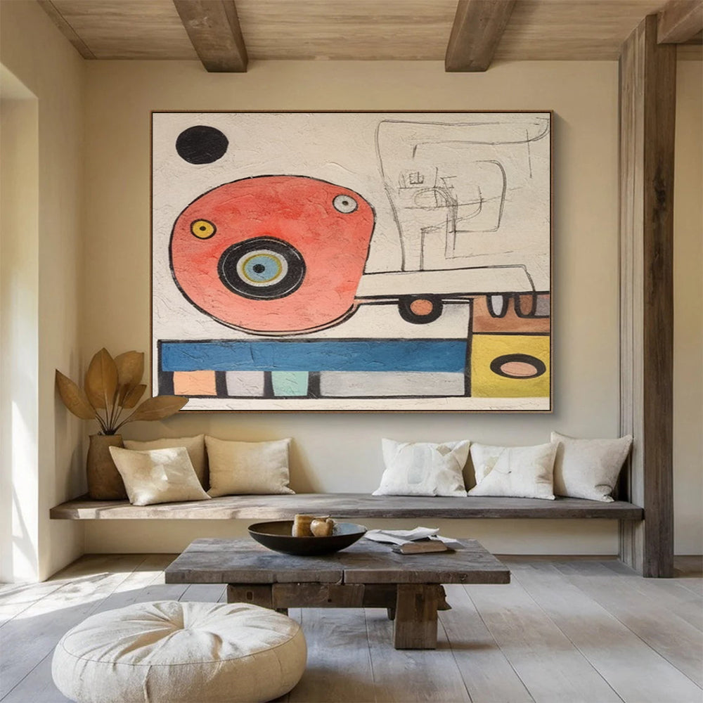 Whimsical Abstract Forms Painting with Retro Vibes YHT004