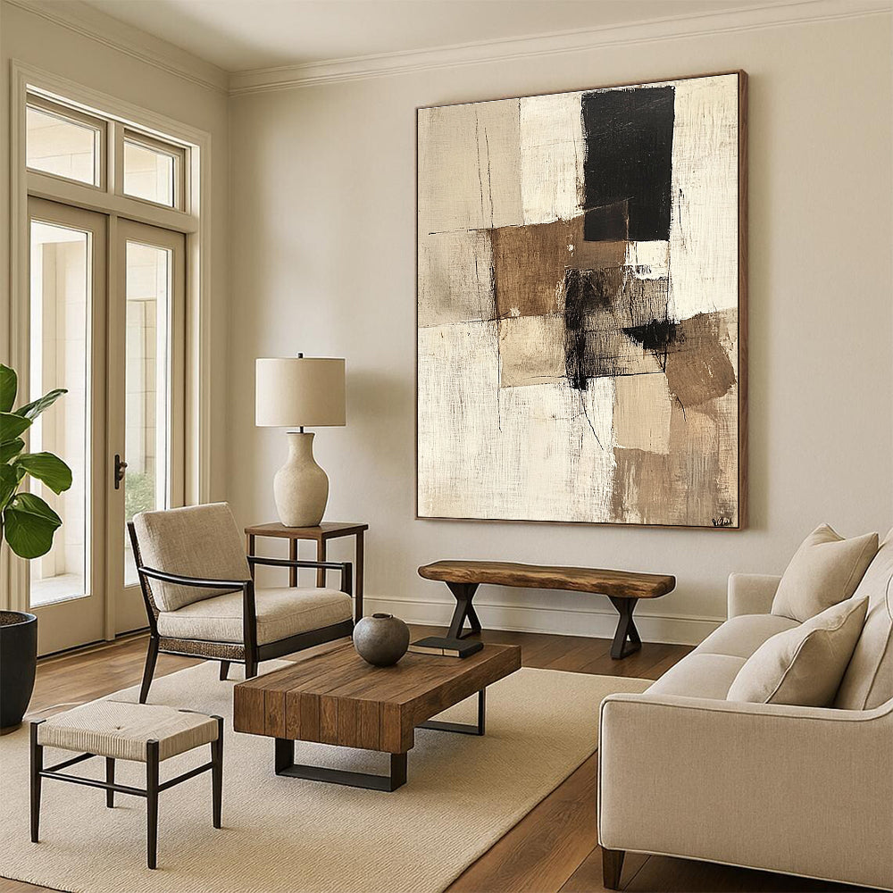 Minimalist Block Abstract Painting with Quiet Strength WINK774