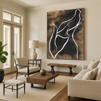 Black and White Line Abstract Painting with Minimalist Grace WINK304