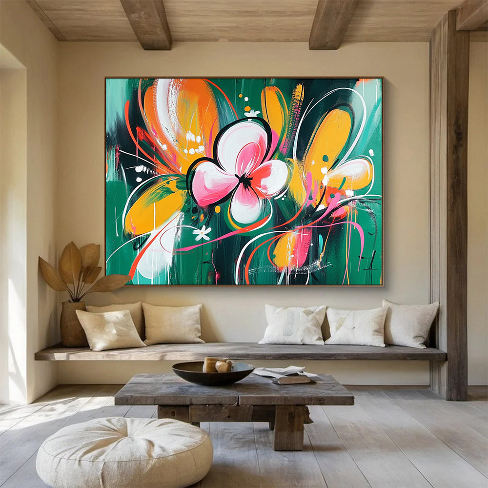 Colorful Floral Abstract with Vibrant Colors and Curves Abstract Painting ABS366