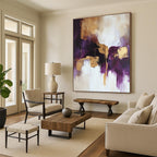 Purple and Gold Abstract Painting for Luxurious Dining Rooms GAB0810