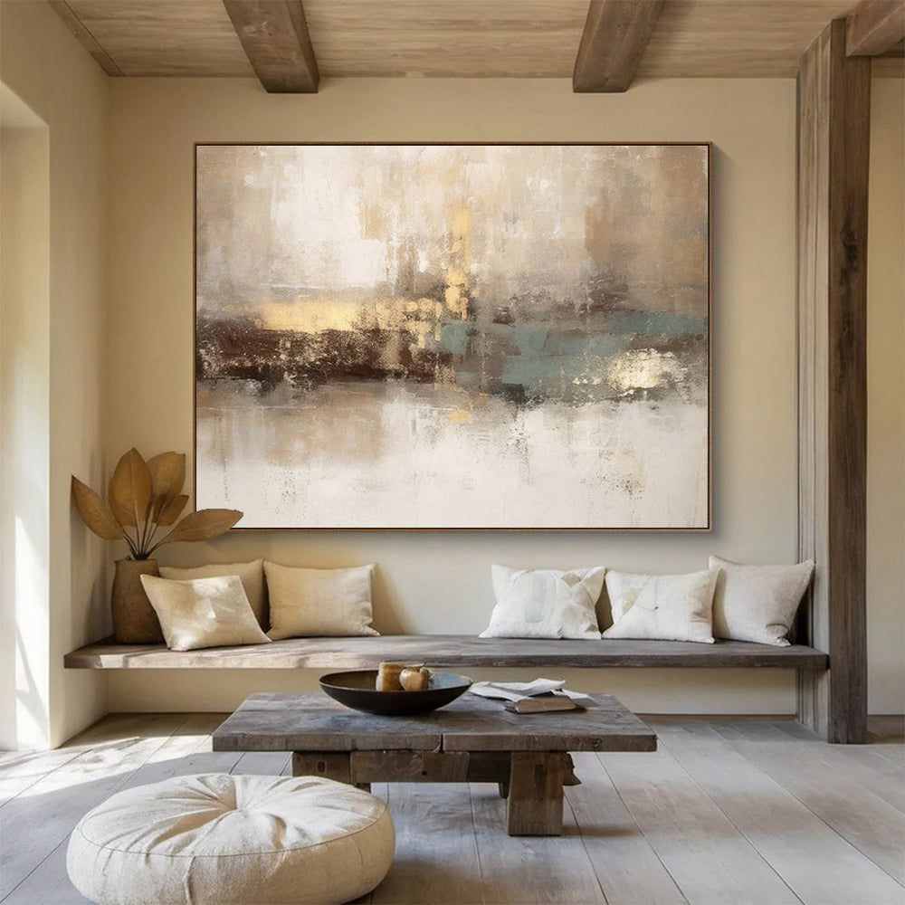 Earth - Toned Abstract Painting for Timeless Interiors YHT069