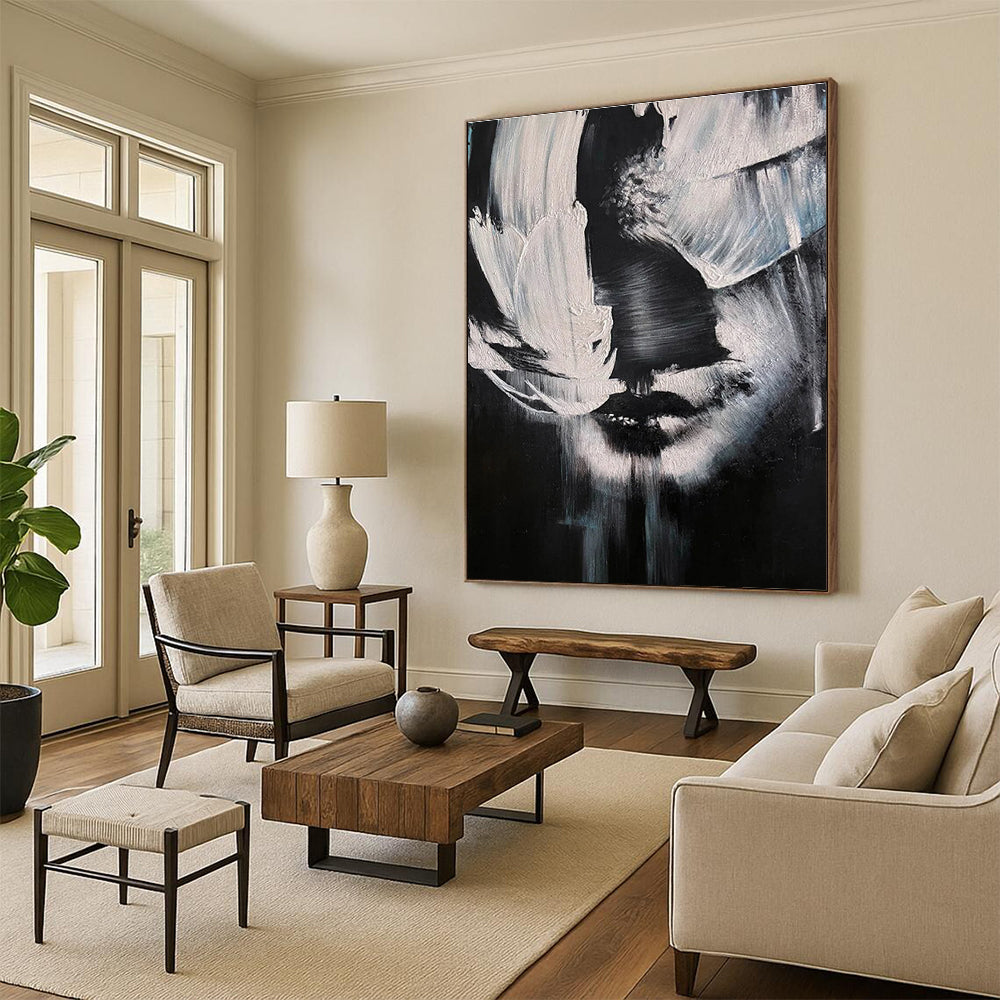 Black and White Abstract Face Painting for Contemporary Art Galleries HENG331