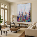 Colorful Floral Field Abstract Painting for Vibrant Garden Centers HENG467