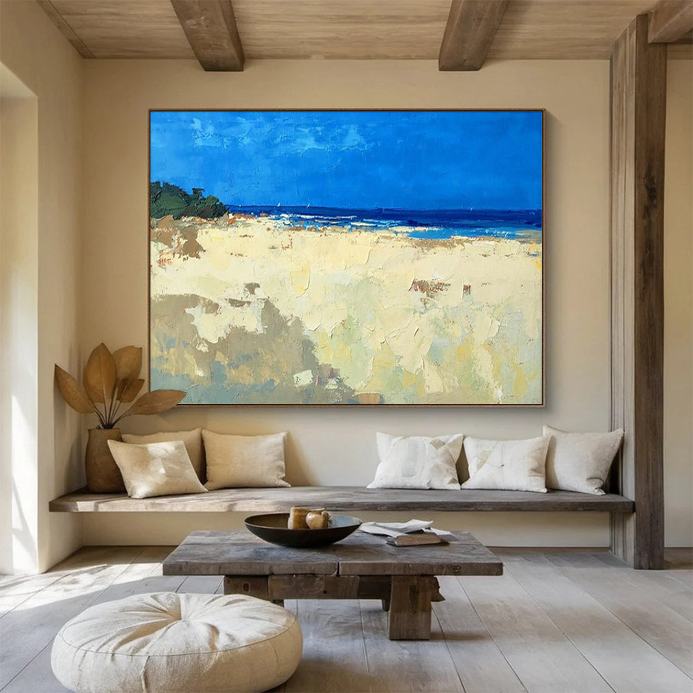 Minimalist Beach Abstract Painting for Modern Beachfront Offices YHT427