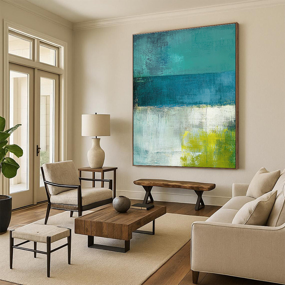 Blue Green Yellow Abstract Painting with Nature - Inspired Calm WINK549