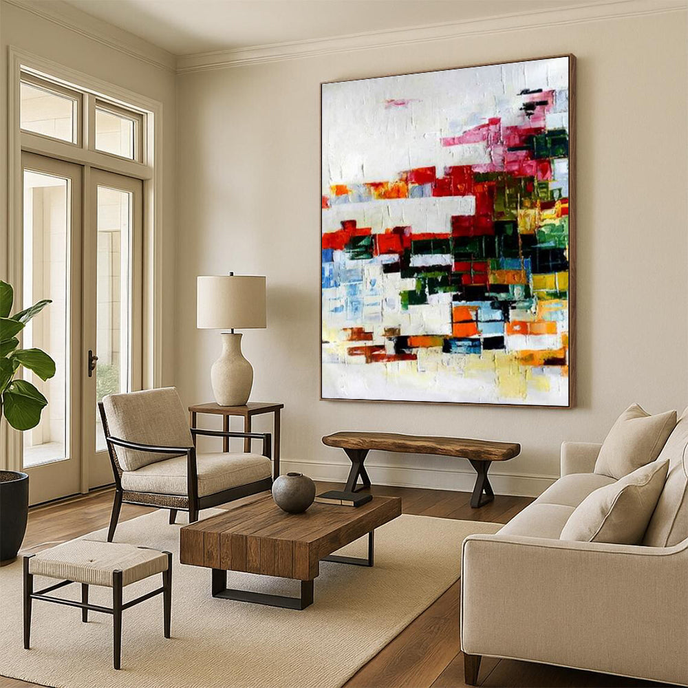 Muted Color Block Abstract Painting for Minimalist Home Offices HENG417