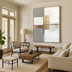 Gray Gold White Abstract Painting with Clean Lines WINK649