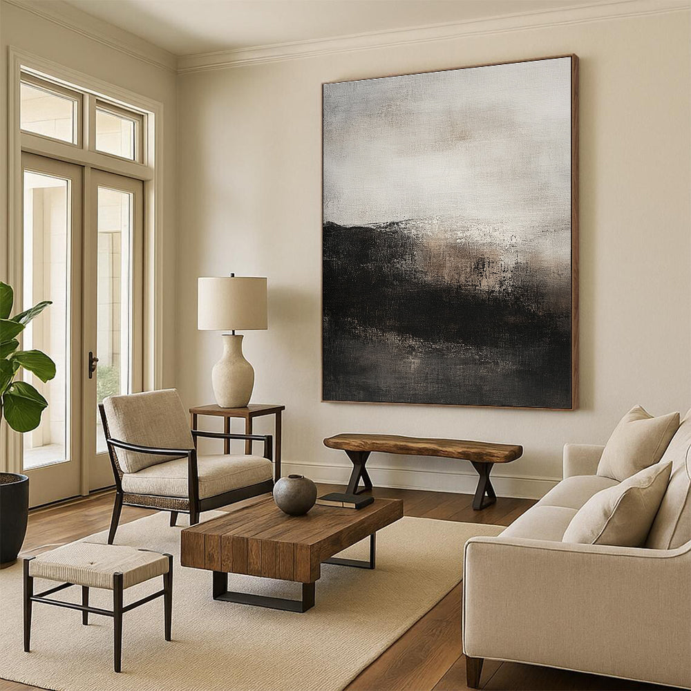 Gray - Black Abstract Landscape Painting with Mysterious Atmosphere WINK428