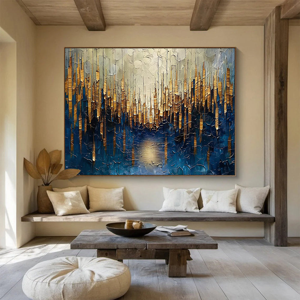 Golden Forest Abstract Painting for Luxury Home Entrances YHT157
