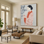 Woman with Tea Abstract Painting for Asian - Inspired Tea Rooms GAB1353