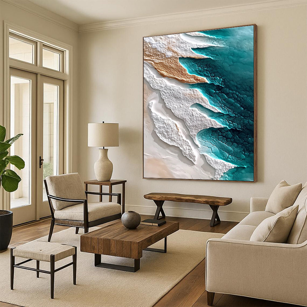 Aerial Blue and White Textures Abstract Painting of Natural Patterns GAB0151