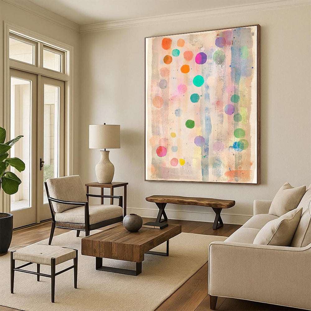Colorful Dots Watercolor Abstract Painting of Playful Spots GAB0122