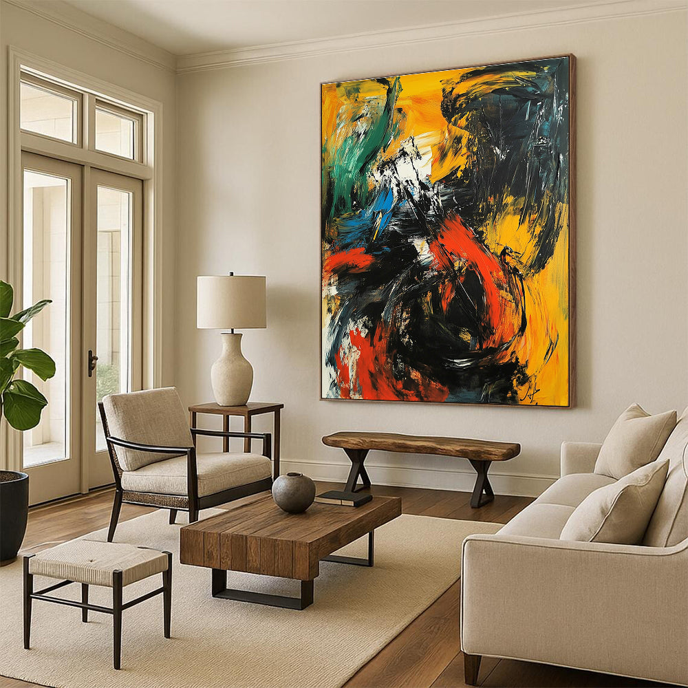 Vivid Color Clash Abstract Painting with Bold Contrasts WINK751