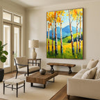 Summer Birch Landscape Abstract Painting for Bright, Airy Bedrooms GAB1287