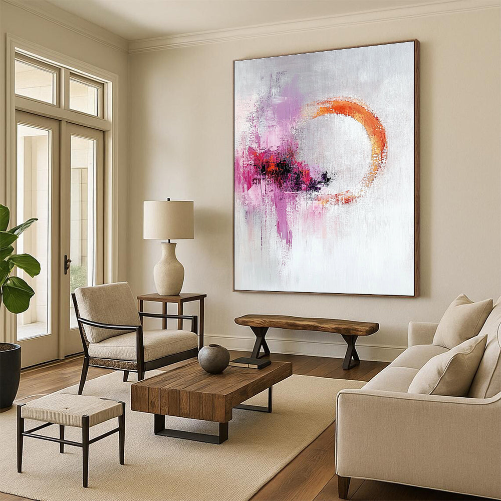 Purple Orange Circular Abstract Painting with Mysterious Allure WINK705