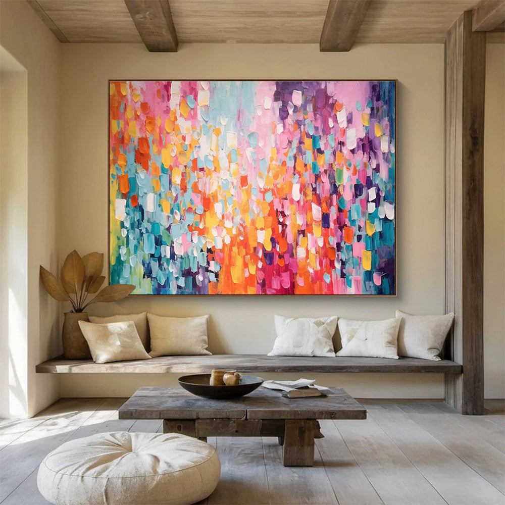 Colorful Impasto Abstract Painting for Vibrant Cafes YHT158