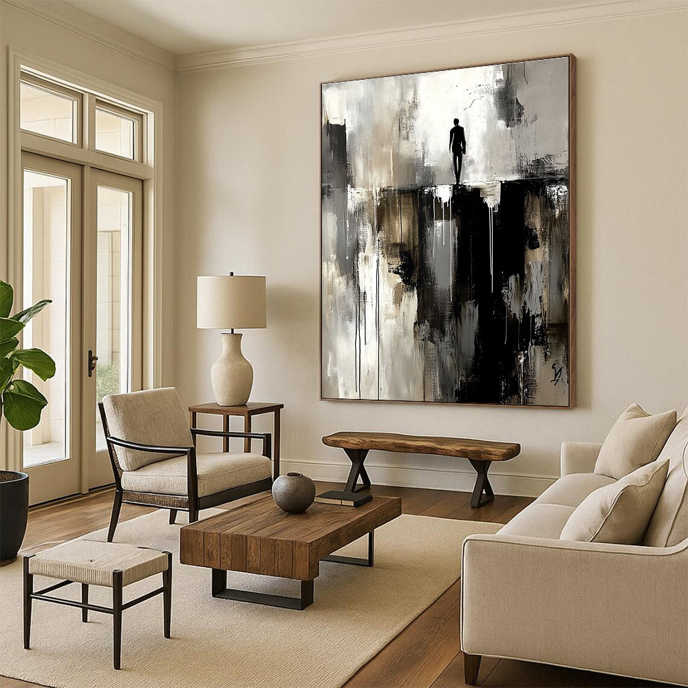 Silhouette on Precipice Abstract Painting for Bold Statements GAB0691