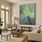 Enchanting Misty Forest Abstract Painting for Serene Spaces HENG247