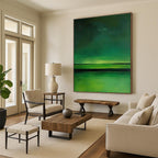 Green Horizon Stripes Abstract Painting for Minimalist Living GAB0767