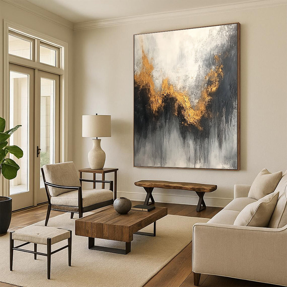 Gold - Wave Abstract Painting for Coastal - Inspired Spas GAB0861