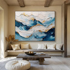 Blue and Gold Wave Textured Abstract Painting ABS261