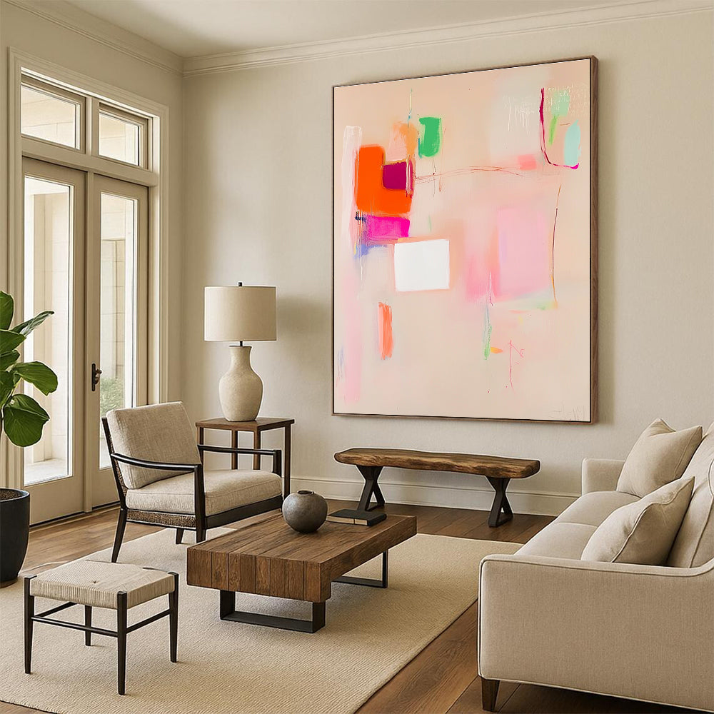 Pastel Color Block Abstract Painting for Bohemian - Style Cafes GAB1211