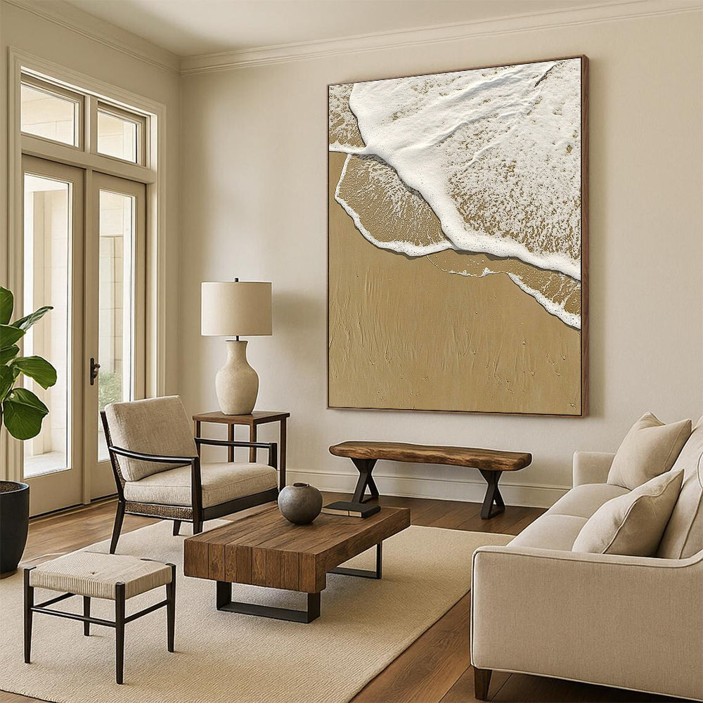 Beach Wave Foam Serene Coastal Abstract Painting GAB0310